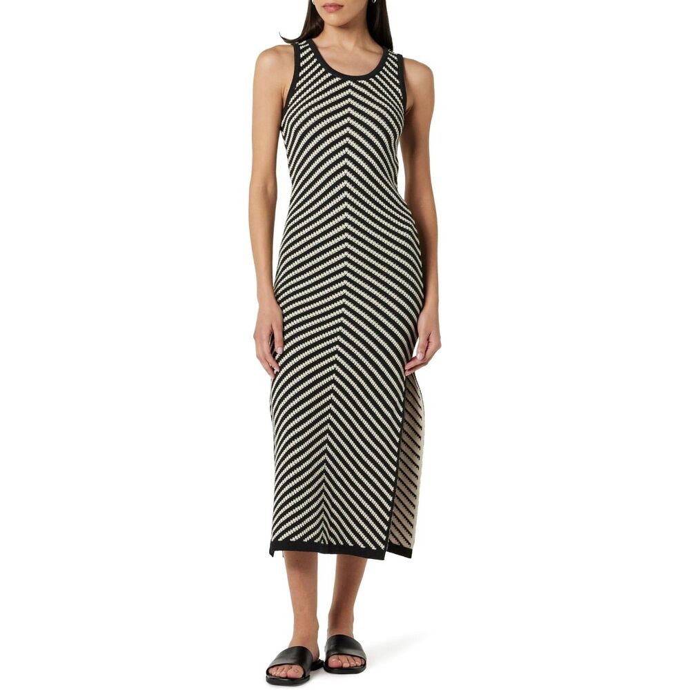 🧶 NWT The Drop Ritu Crochet Maxi Dress Black White Chevron Beach